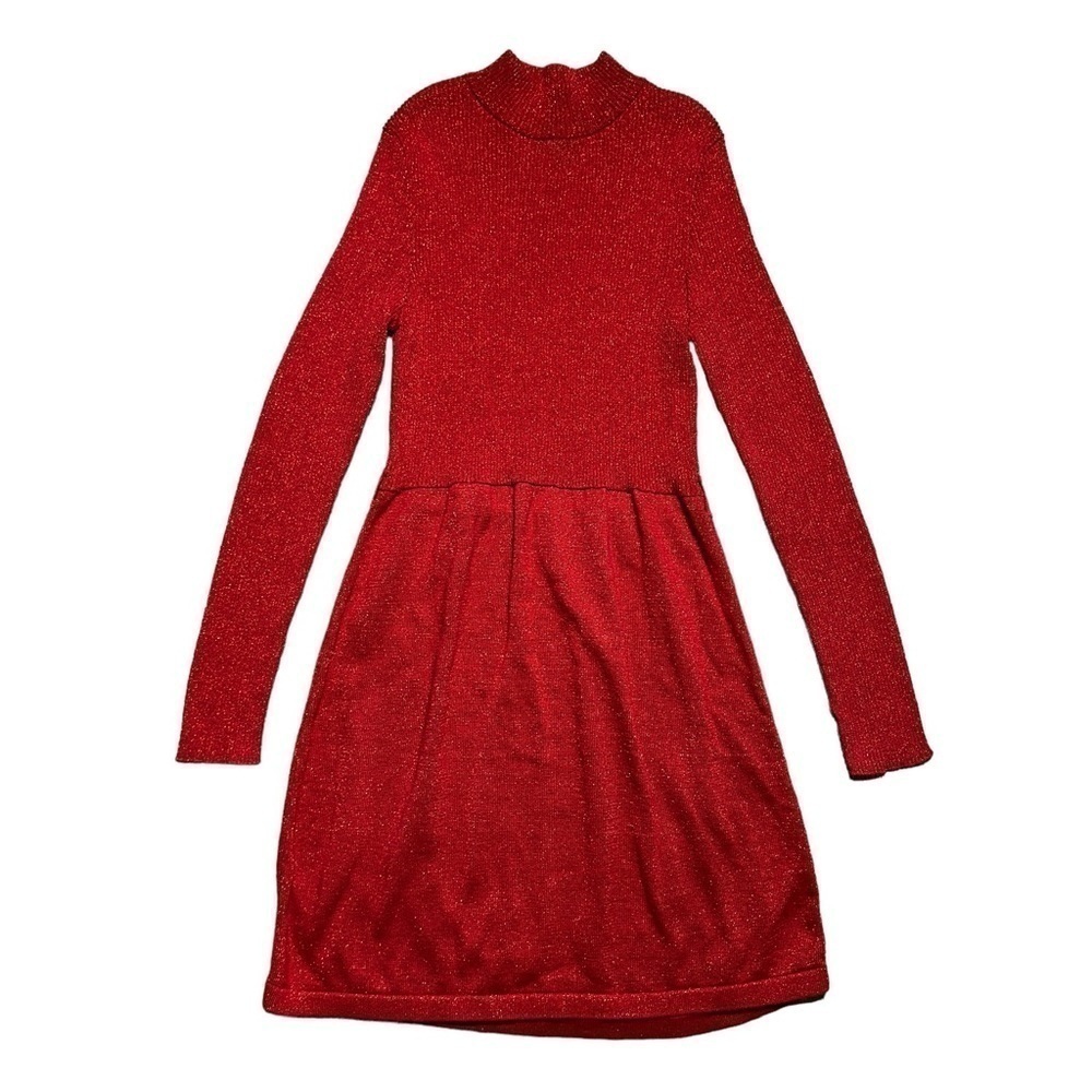 Free People Red Shimmer Mock Neck Sweater Dress | U.S. Woman’s XSmall